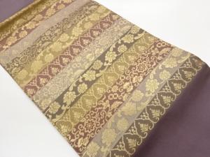 横段に花唐草模様織出し名古屋帯